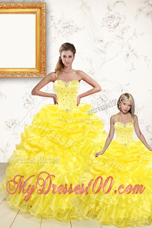 Sweetheart Beading and Ruffles 2016 Brand New Yellow Princesita Dress