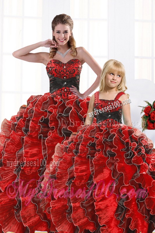Unique Beaded Sweetheart Organza Princesita Dress in Multi-color
