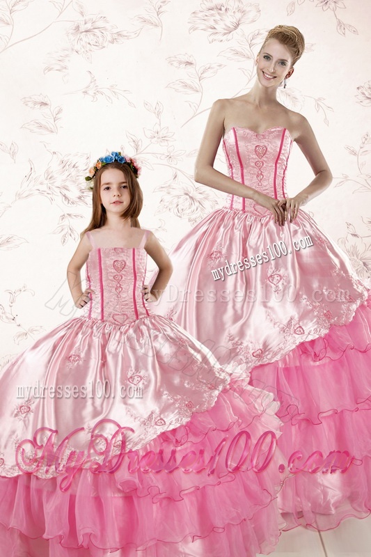 Wonderful Embroidery and Ruffles 2016 Princesita Dress in Pink
