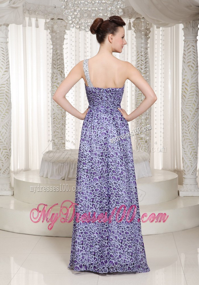 Latest High Slit Prom Dress One Shoulder With Leopard