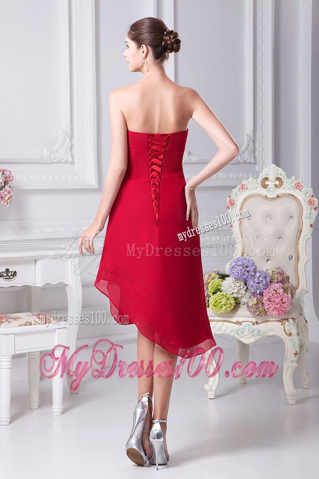 Appliques Strapless Asymmetrical Wine Red 2013 Summer Maxi Dresses