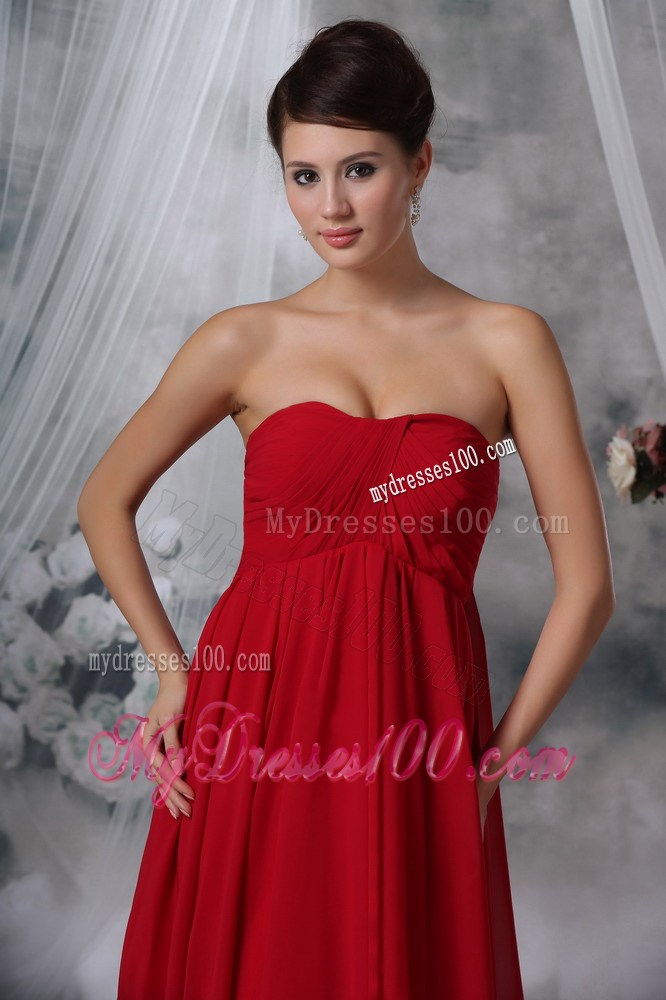 2013 Cheap Red Empire Strapless Watteau Train Ruched Maxi Dresses