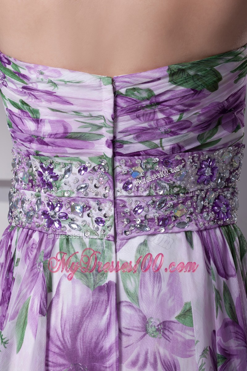 2013 Summer Beading and Ruching V-neck Long Printing Maxi Dress
