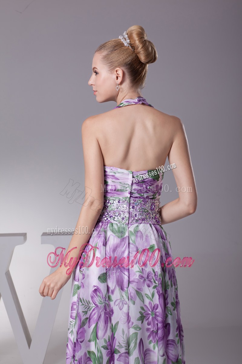 2013 Summer Beading and Ruching V-neck Long Printing Maxi Dress