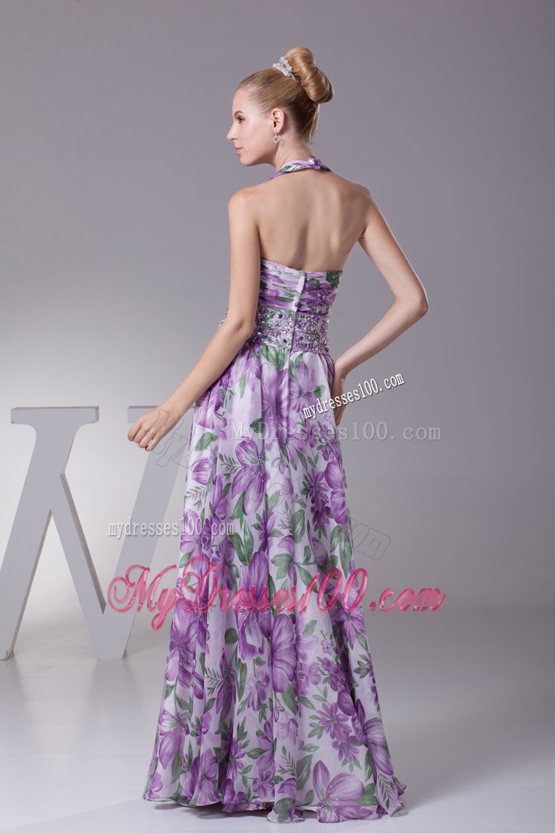 2013 Summer Beading and Ruching V-neck Long Printing Maxi Dress