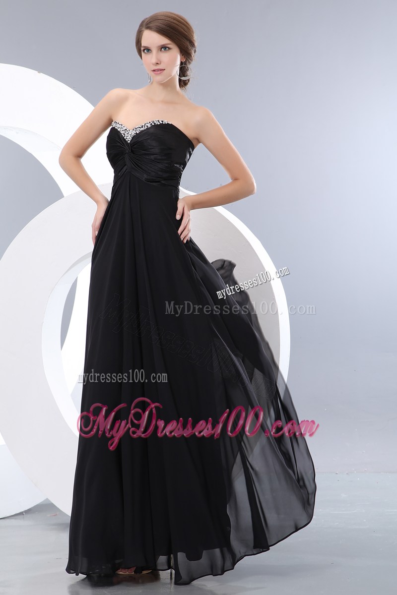 Exquisite Black Empire Sweetheart Beading Maxi Dress Floor-length