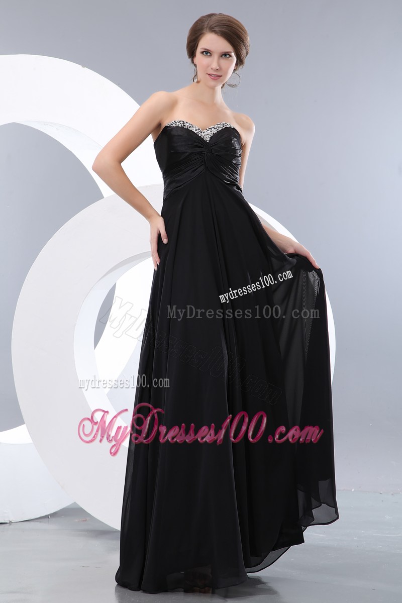 Exquisite Black Empire Sweetheart Beading Maxi Dress Floor-length