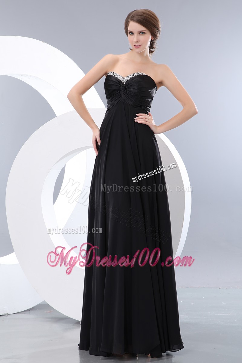 Exquisite Black Empire Sweetheart Beading Maxi Dress Floor-length