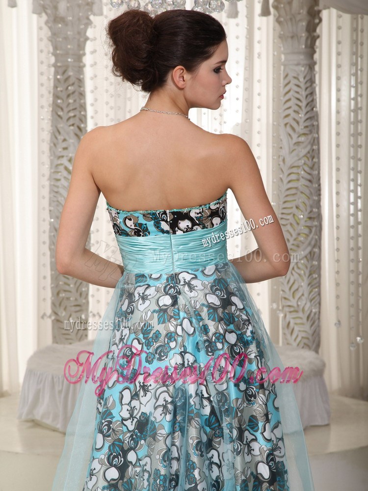 Brand New Empire Sweetheart Floor-length Ruched Blue Maxi Dresses