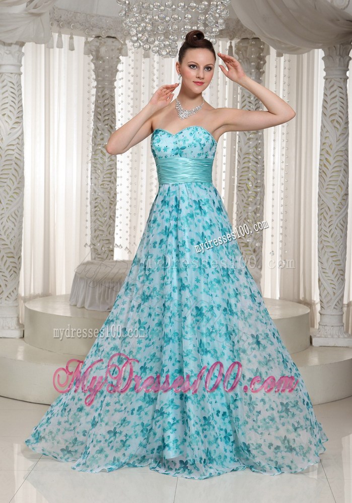 2013 Empire Printing Prom Dress For Formal With Sweetheart Floor-length