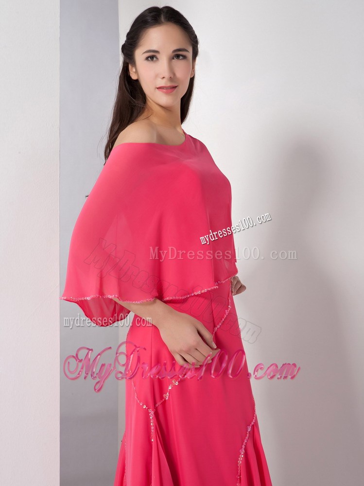 Unique Coral Red Empire Strapless Tea-length Beading Maxi Dresses