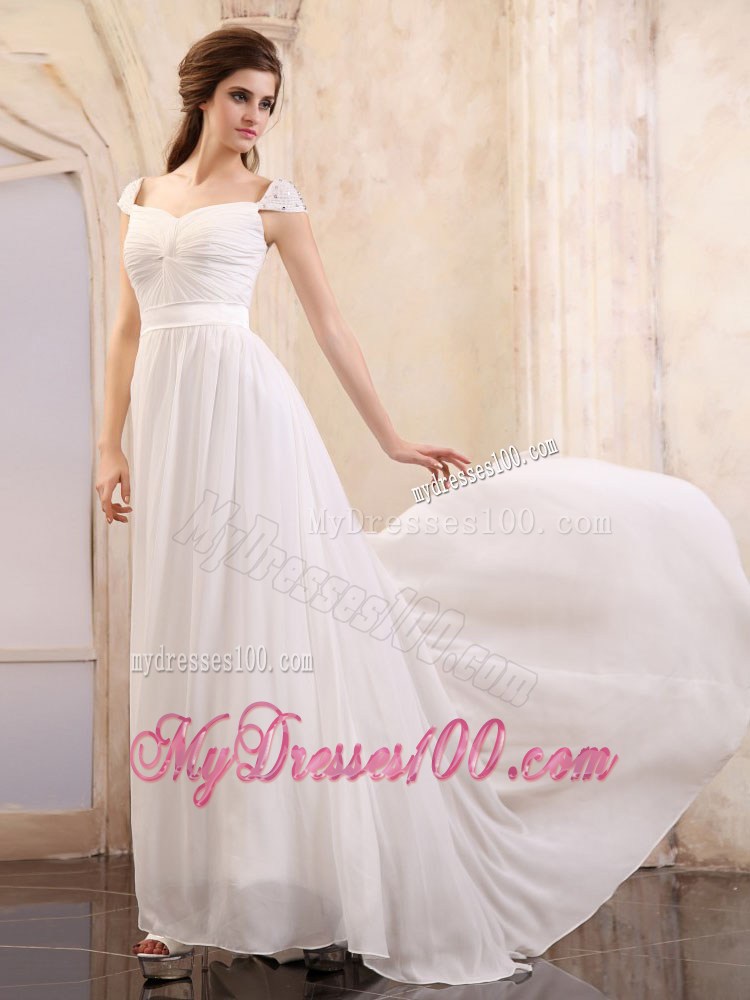 Empire Square 2013 Maxi Dresses With Cap Sleeves and Brush Train