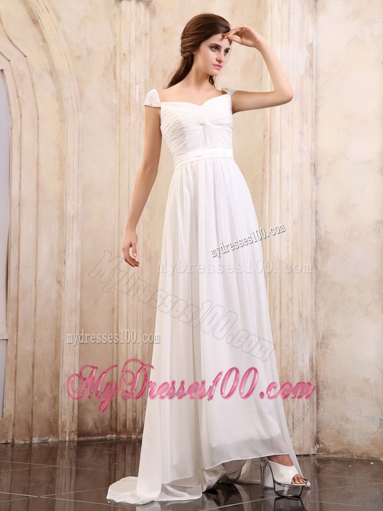 Empire Square 2013 Maxi Dresses With Cap Sleeves and Brush Train