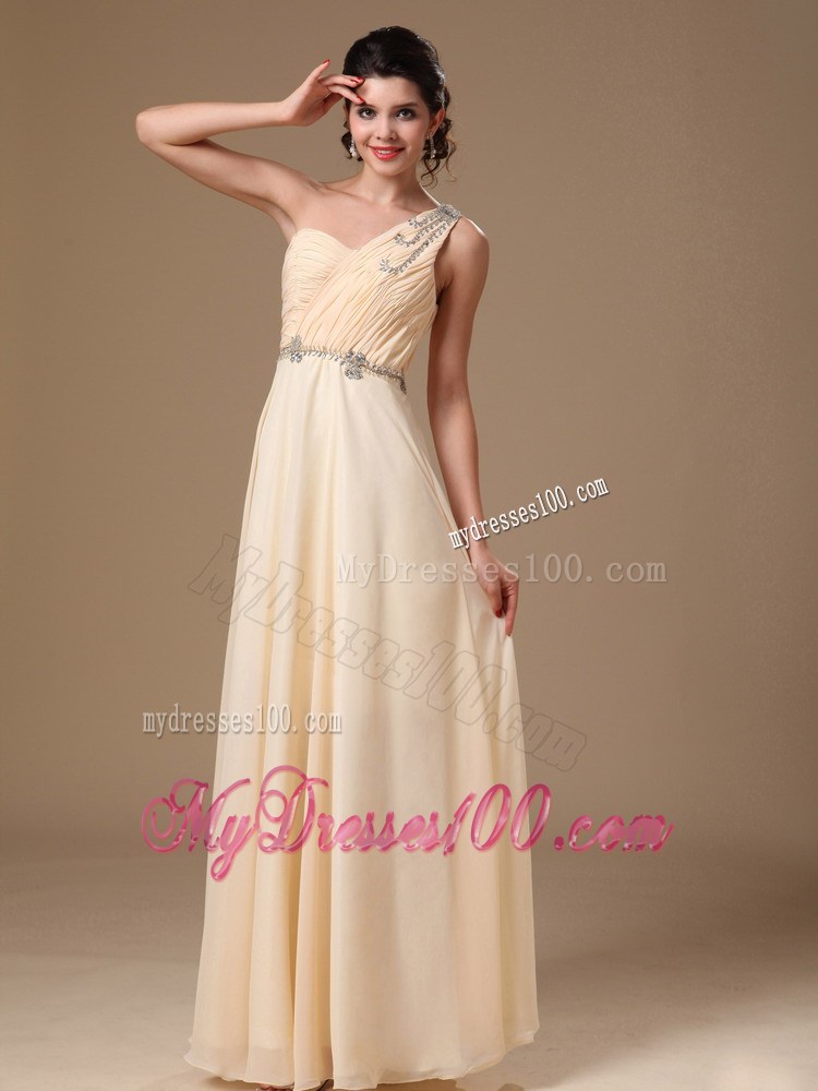 Champagne One Shoulder Empire Maxi Dress 2013 Summer New Style