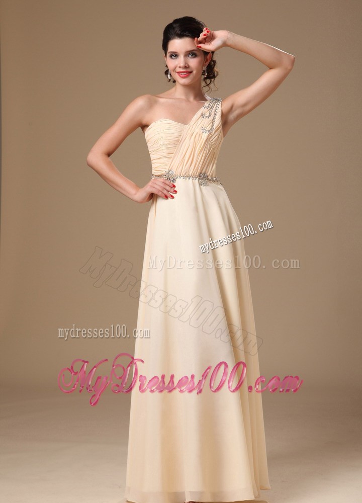 Champagne One Shoulder Empire Maxi Dress 2013 Summer New Style
