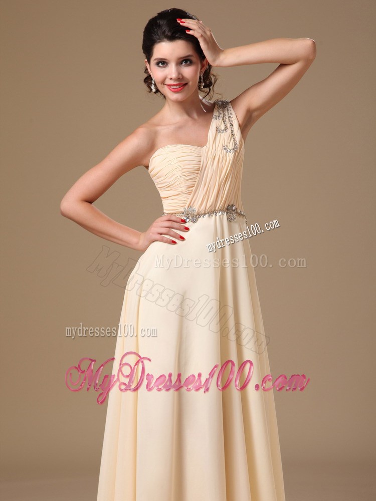 Champagne One Shoulder Empire Maxi Dress 2013 Summer New Style
