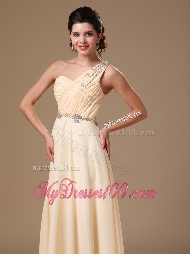Champagne One Shoulder Empire Maxi Dress 2013 Summer New Style