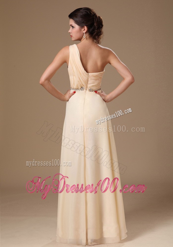Champagne One Shoulder Empire Maxi Dress 2013 Summer New Style