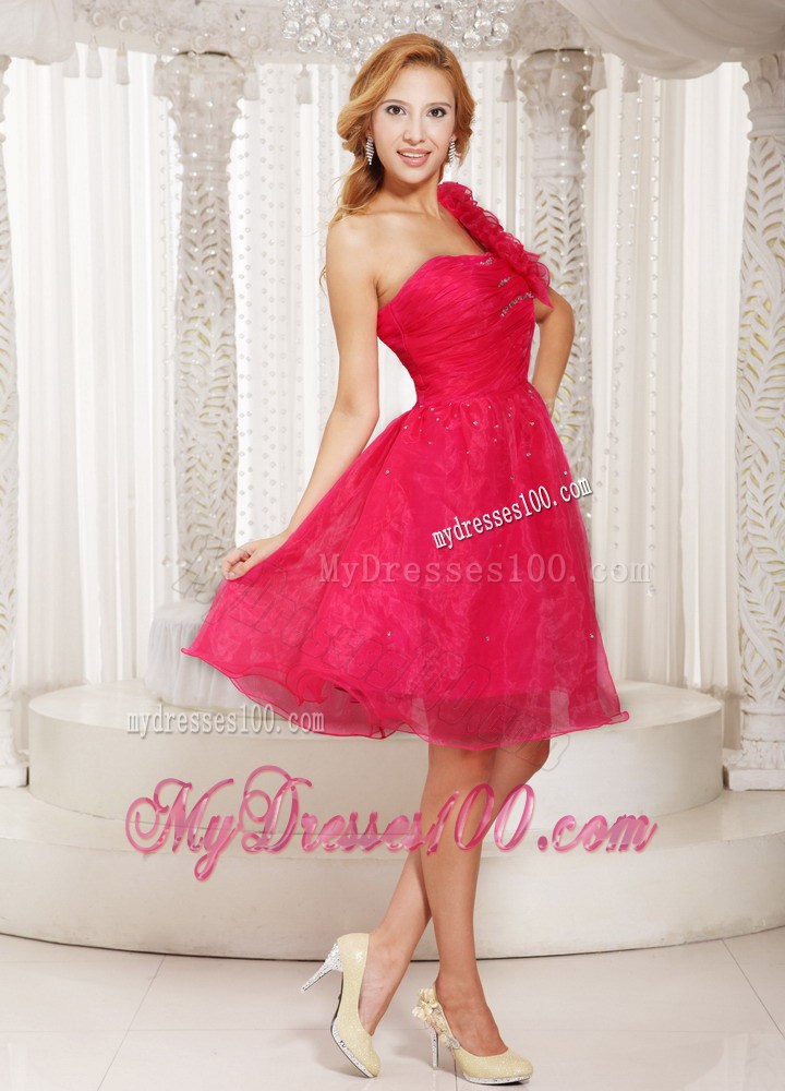 Coral Red One Shoulder Plus Size Maxi Dresses With Ruched Bodice