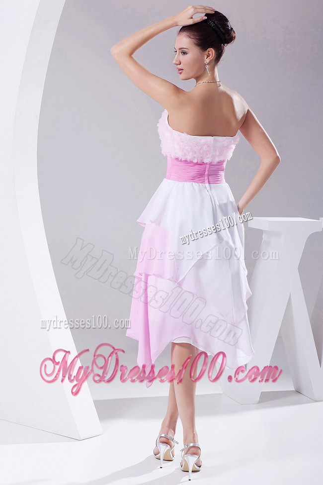 Hand Made Flowers Ombre Fabric Asymmetrical Sweetheart 2013 Prom Dress