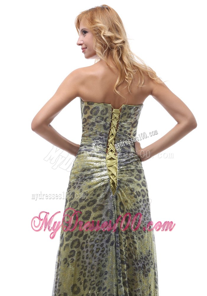 Unique Leopard Strapless Maxi Dresses Lace-up For Custom Made