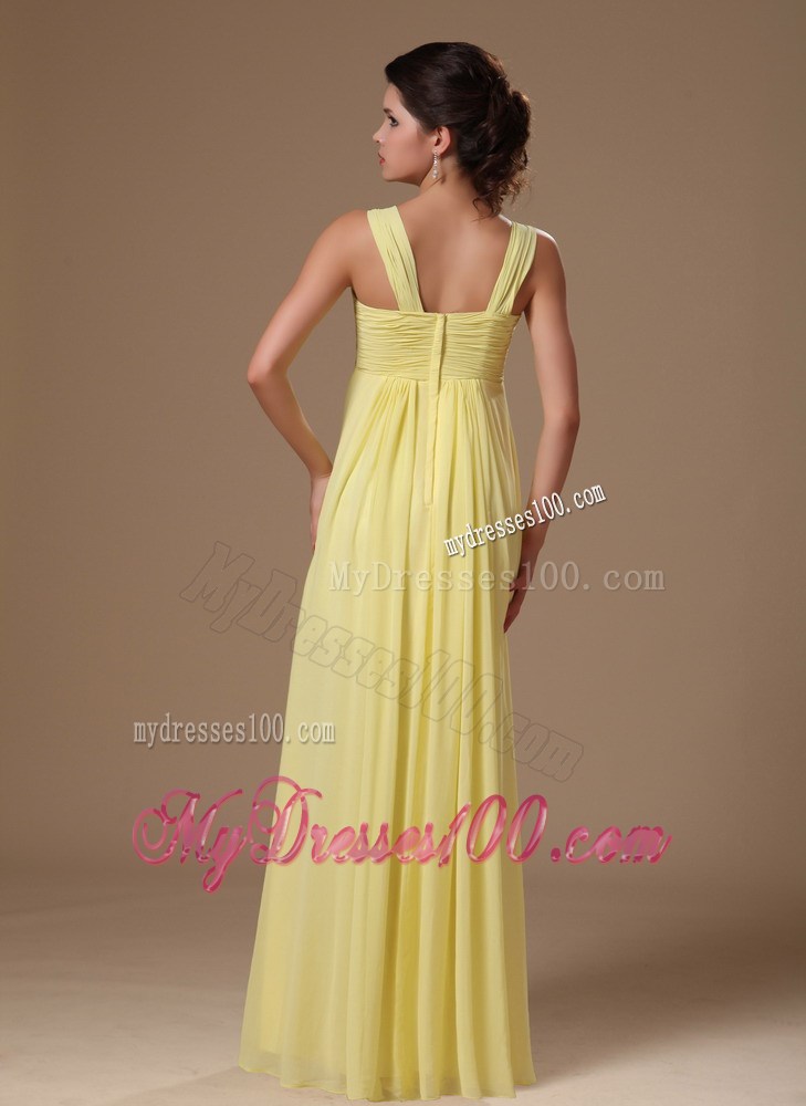 Summer Light Yellow Straps Empire Beaded Hottest Plus Size Maxi Dress