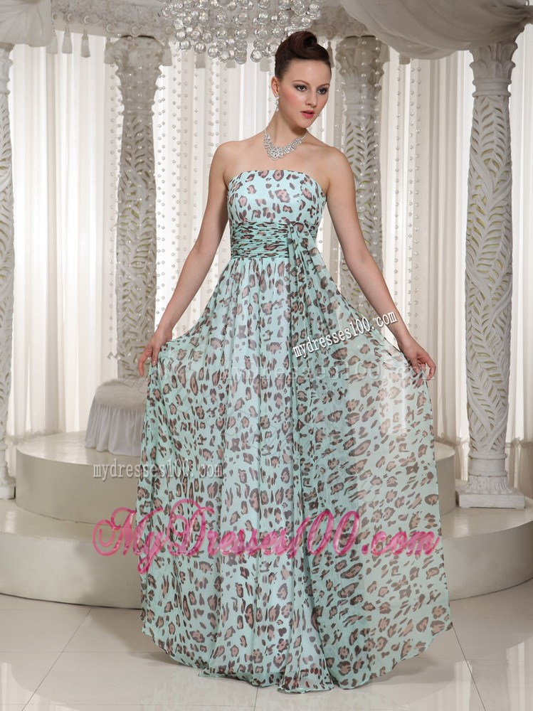 2013 Multi-color Empire Leopard Strapless Prom Dress
