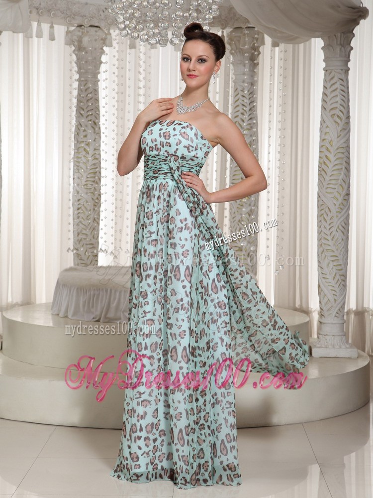 2013 Multi-color Empire Leopard Strapless Prom Dress