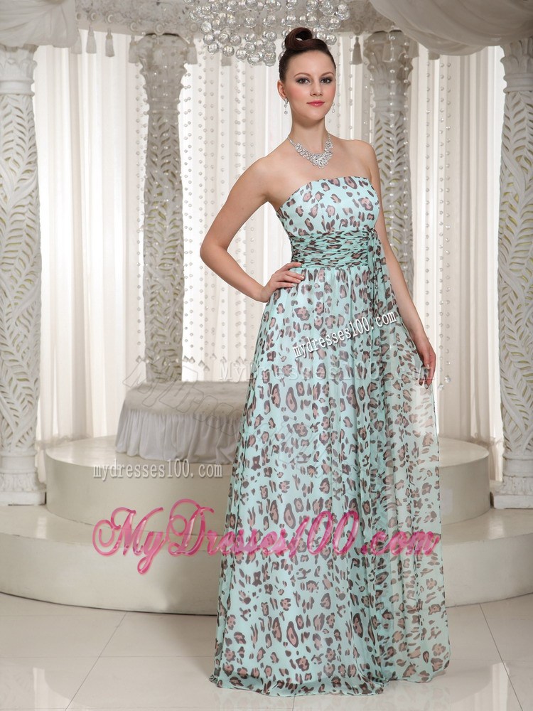 2013 Multi-color Empire Leopard Strapless Prom Dress