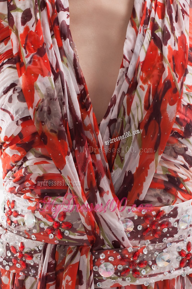 Cheap Multi-color Empire Halter Beading Ruching Summer Maxi Dress