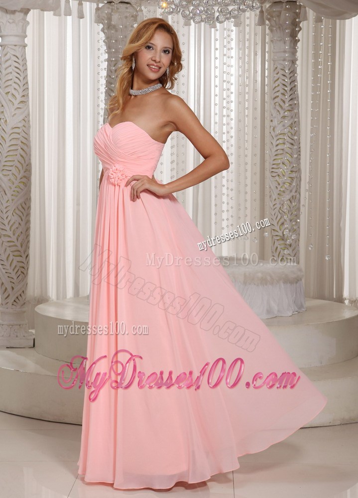 2013 Sweetheart Baby Pink Stylish Long Maxi Dresses Ruched Bodice