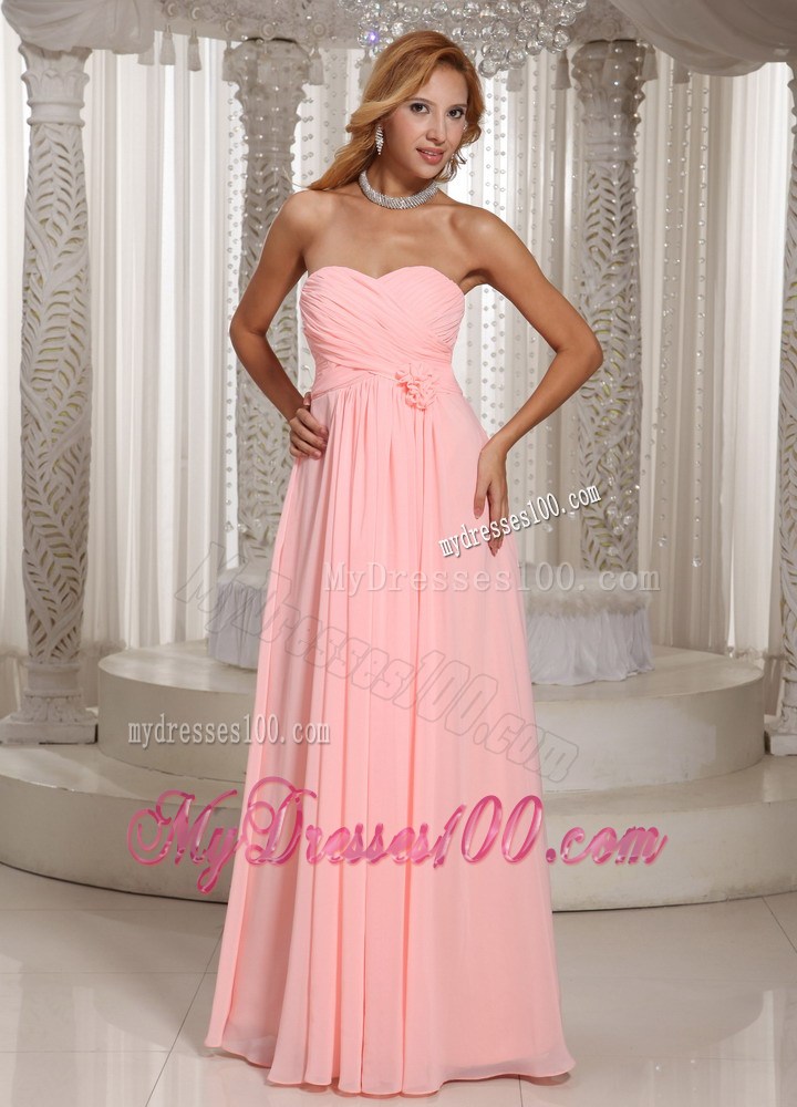 2013 Sweetheart Baby Pink Stylish Long Maxi Dresses Ruched Bodice