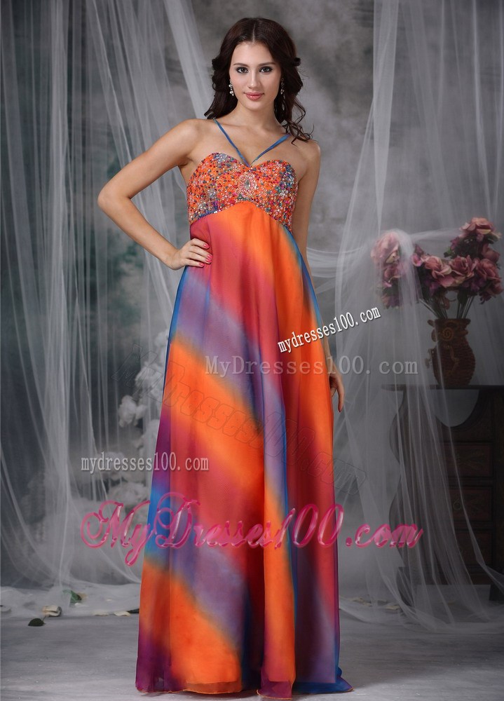 Colorful Empire Straps Floor-length Beading 2013 Summer Maxi Dresses