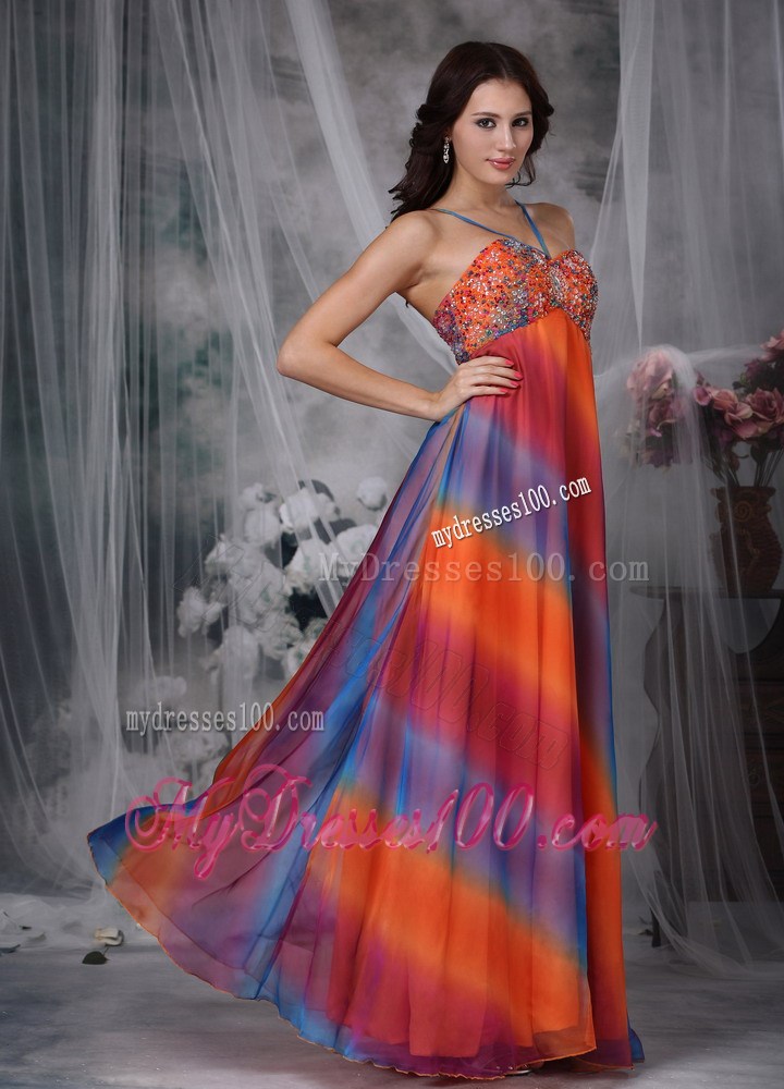 Colorful Empire Straps Floor-length Beading 2013 Summer Maxi Dresses