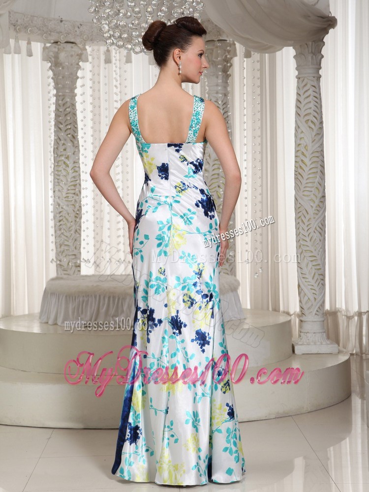 Formal Colorful Beaded Embellishment Long Empire V-neck Maxi Dress