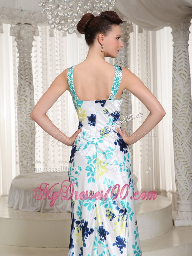 Formal Colorful Beaded Embellishment Long Empire V-neck Maxi Dress