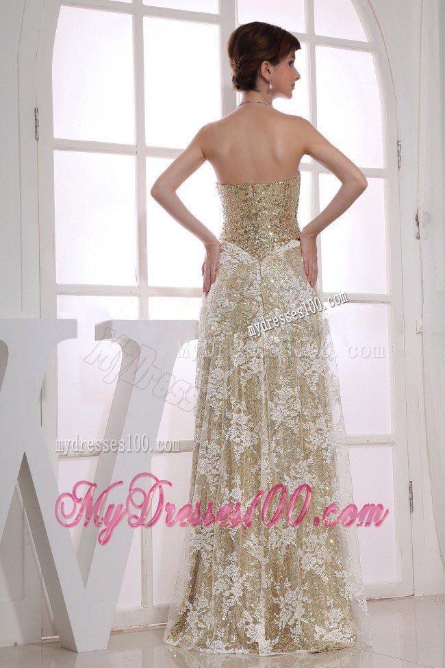 Stylish Empire Floor-length Sweetheart Maxi Dresses Sequins Champagne