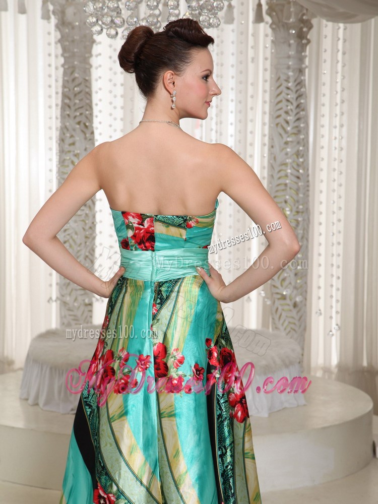 Colorful Printing Sweetheart A-line Prom Dress With Floor-length