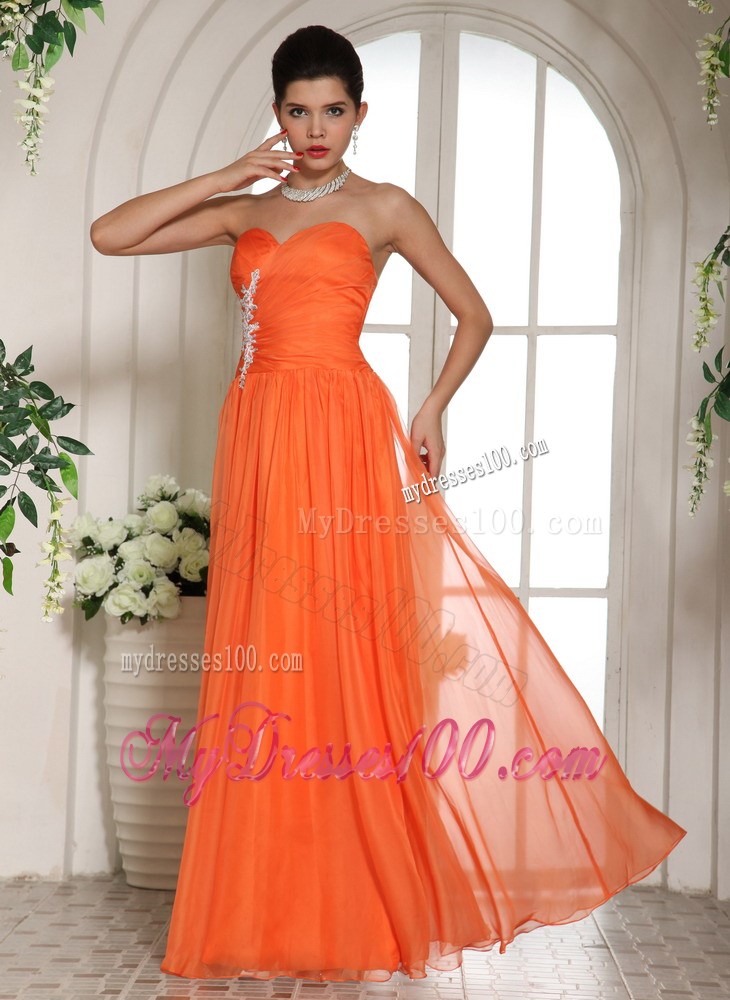 Orange Red Appliques Decorate Stylish Maxi Dresses With Sweetheart