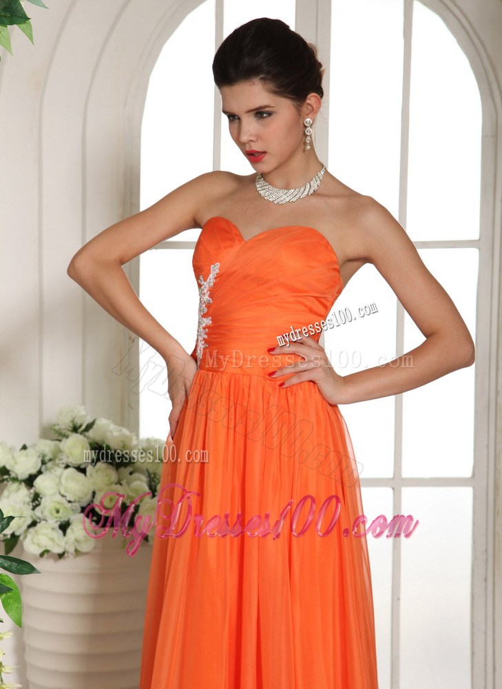 Orange Red Appliques Decorate Stylish Maxi Dresses With Sweetheart