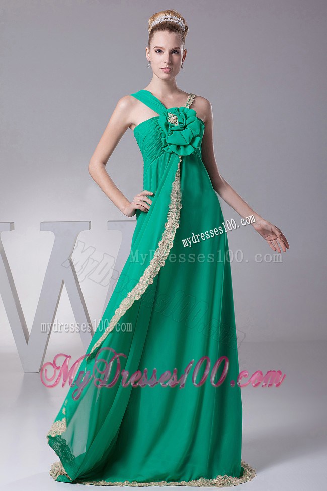 Empire Turquoise and Hand Made Flowers Summer Maxi Dresses Lace