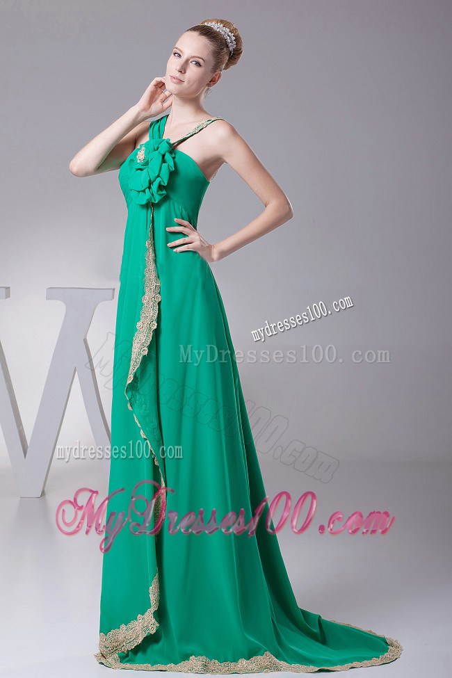 Empire Turquoise and Hand Made Flowers Summer Maxi Dresses Lace