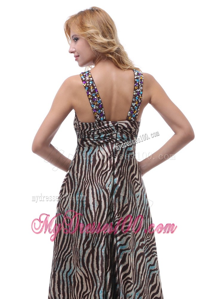 Beautiful Zebra Beaded Straps V-neck Maxi Dresses For Custom Made