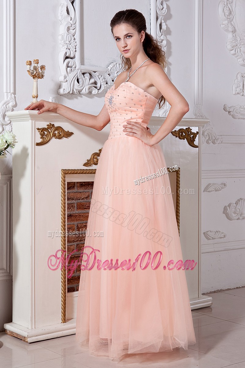 Sweet Light Peach Evening Dress Empire Sweetheart Beading