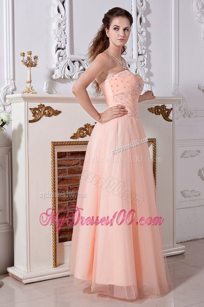 Sweet Light Peach Evening Dress Empire Sweetheart Beading