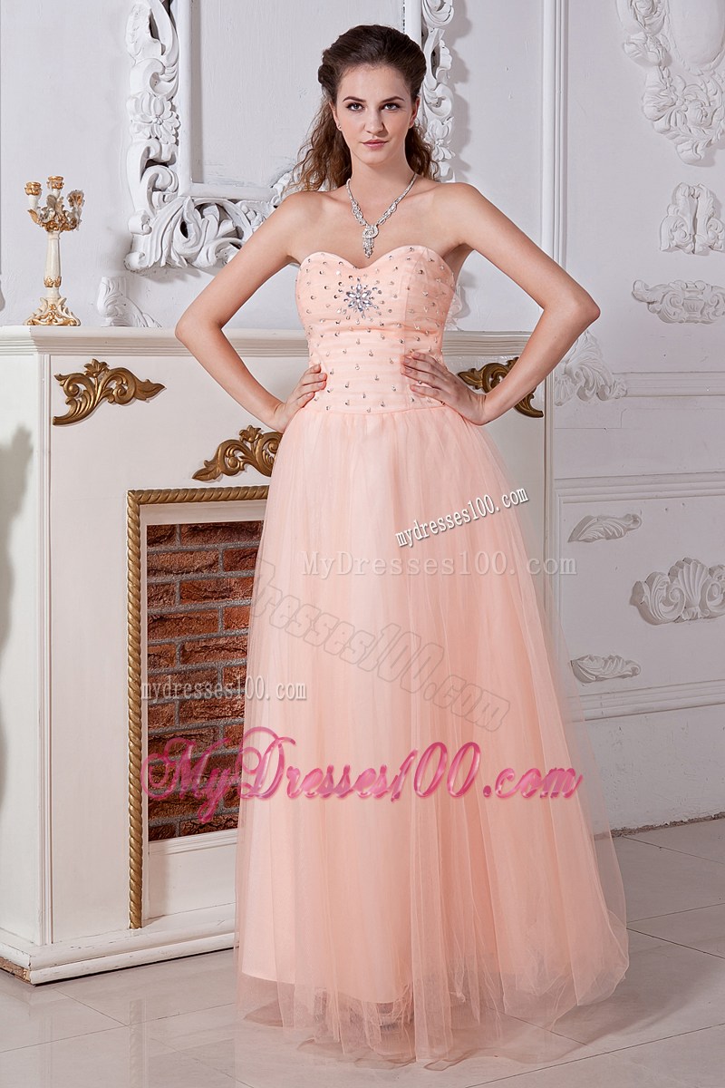 Sweet Light Peach Evening Dress Empire Sweetheart Beading