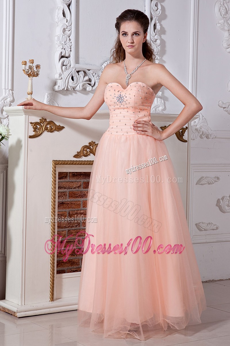 Sweet Light Peach Evening Dress Empire Sweetheart Beading