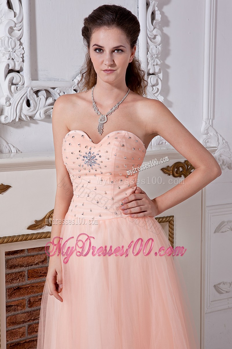 Sweet Light Peach Evening Dress Empire Sweetheart Beading