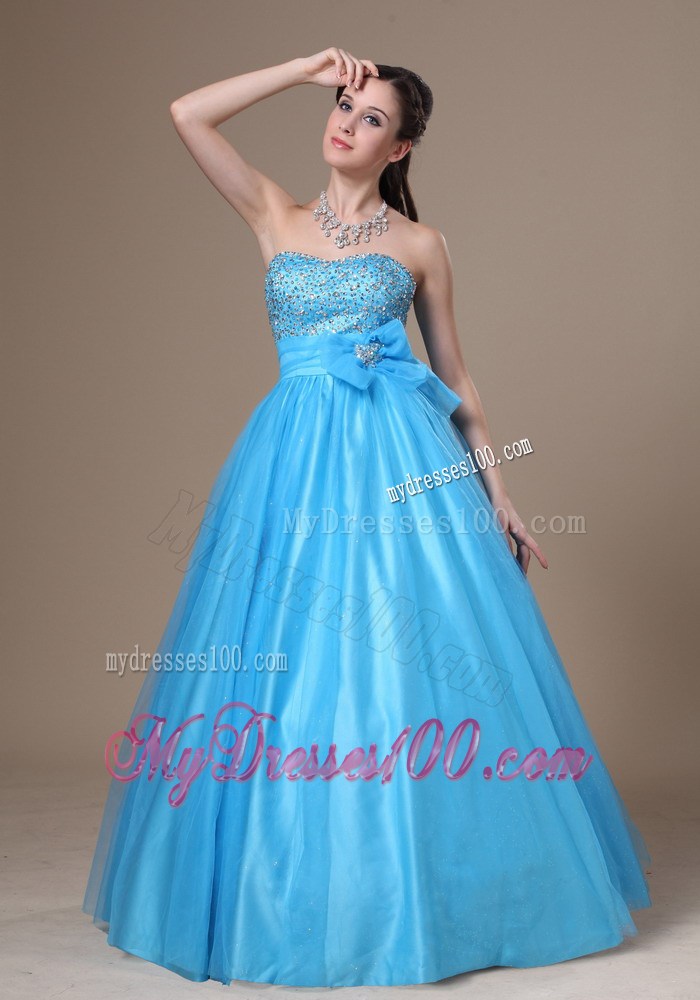 Beading and Bowknot Decorate Bodice Evening Dress