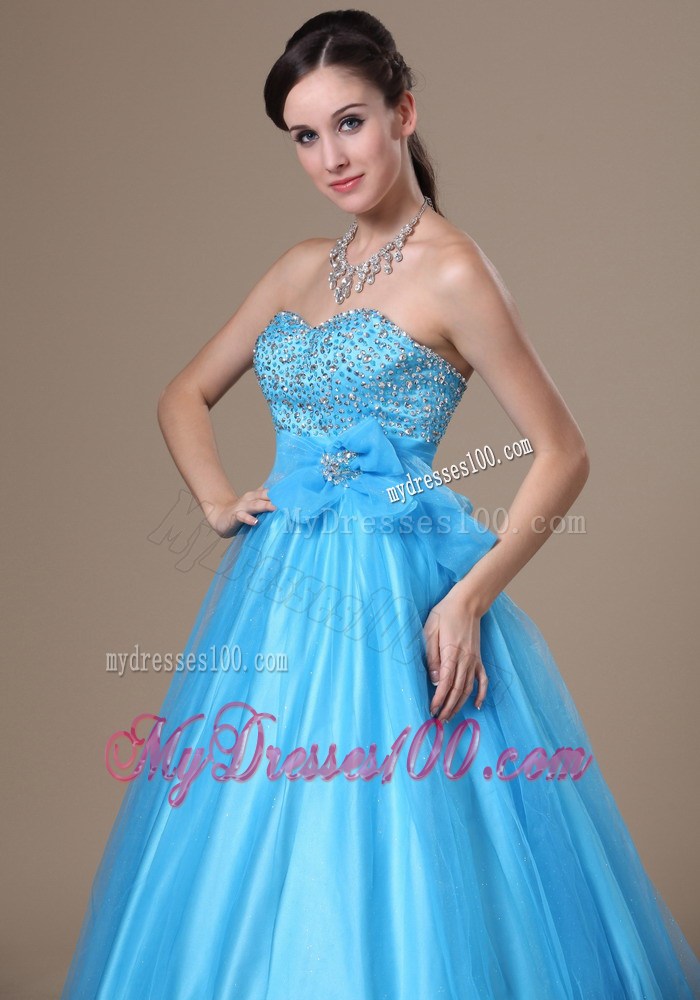 Beading and Bowknot Decorate Bodice Evening Dress